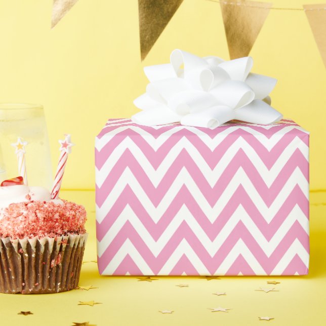 Papel De Presente Cevon Rosa e Branco (Festa de aniversário)