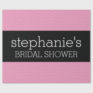 Papel De Presente Cevrons de Chá de panela rosa-quente e preto