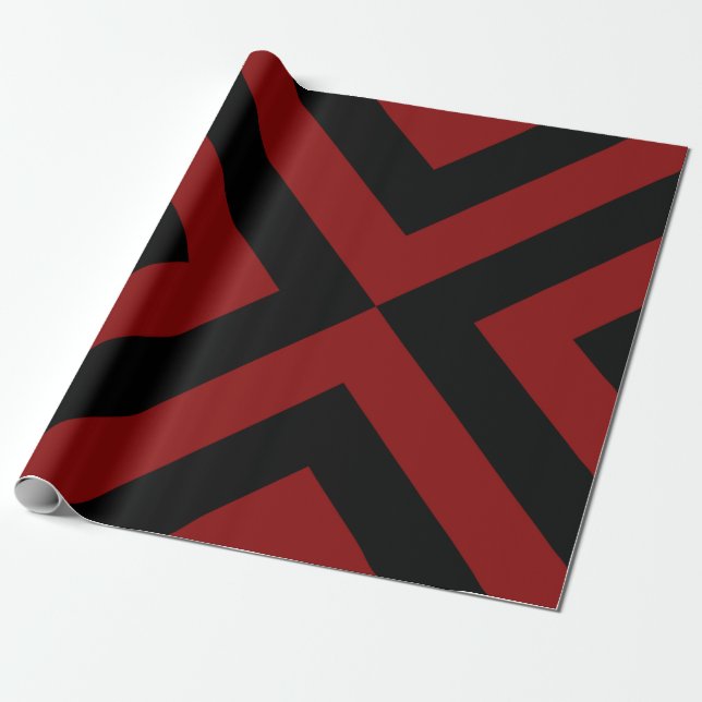 Papel De Presente Cevrons Vermelho e Negro (Desenrolado)