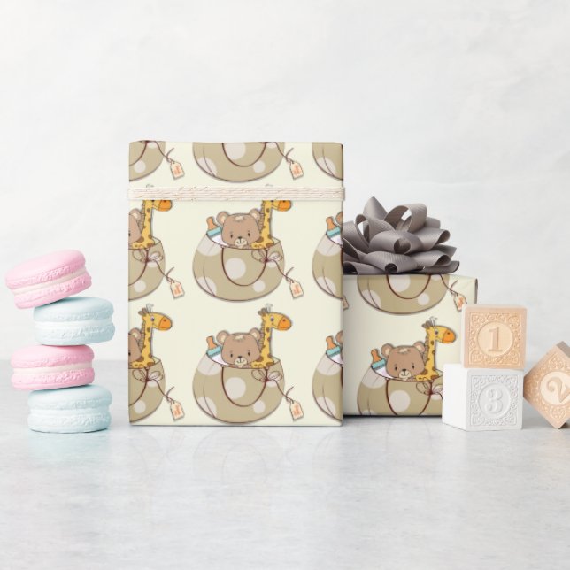 Papel De Presente Chá de Bebê Animais Bebês (Chá de bebê)