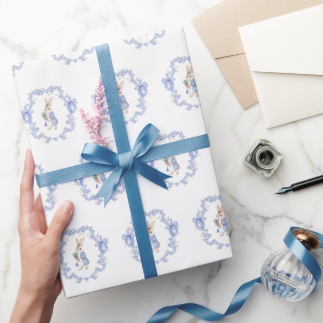 Papel De Presente Chá de Bebê Azul Coelhinho Lindinho (Presentear)