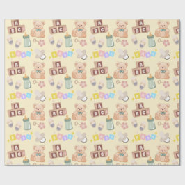 Papel De Presente Chá de Bebê Blocos e Brinquedos