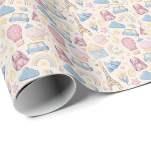 Papel De Presente Chá de Bebê Boho Fofo