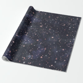 Papel De Presente Chá de Bebê Celestial Céu Noturno Azul e Rosa
