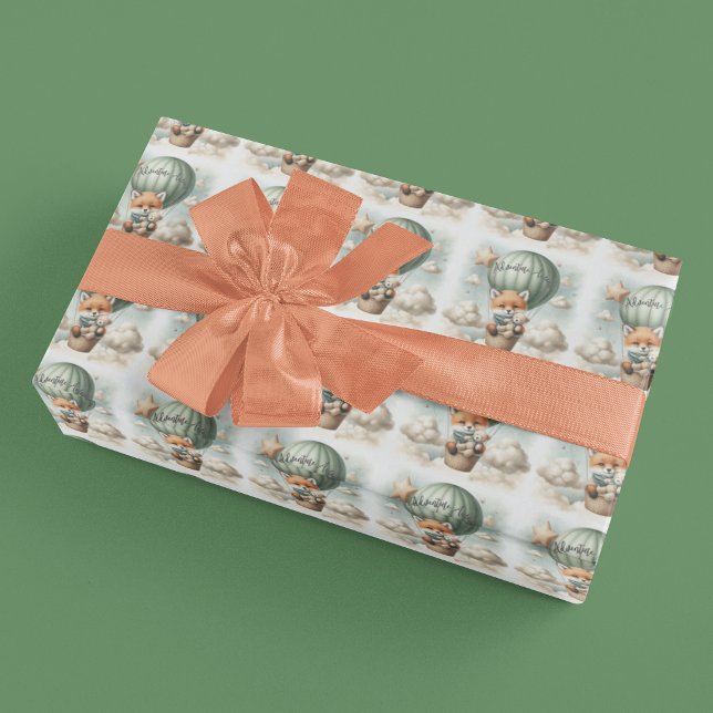 Papel De Presente Chá de Bebê da Raposa do Balão de Ar Quente 'Avent (Criador carregado)