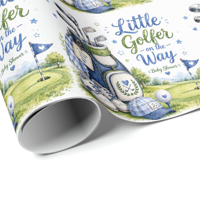 Papel De Presente Chá de Bebê de Golfe para Menino Golfista (Ponta do rolo)