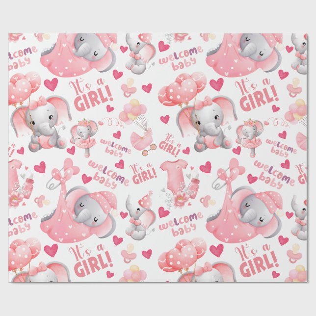 Papel De Presente Chá de Bebê de Menina Fofa e Presente de Recém-Nas (Aberto)