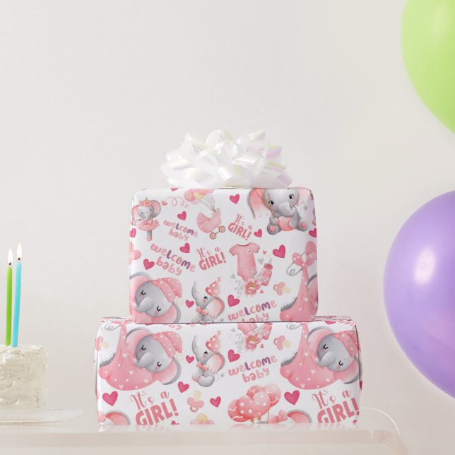 Papel De Presente Chá de Bebê de Menina Fofa e Presente de Recém-Nas (Presentes para festas)