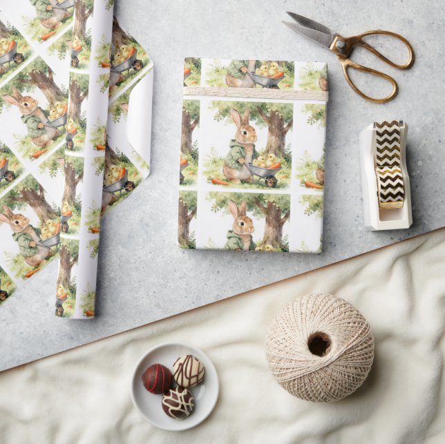 Papel De Presente Chá de Bebê do Coelho da Floresta (Artesanato)