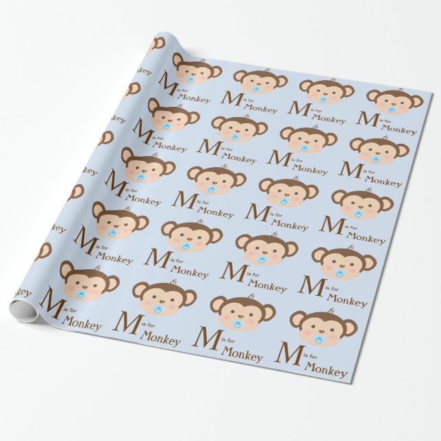 Papel De Presente Chá de Bebê do Doce Macaco (Desenrolado)