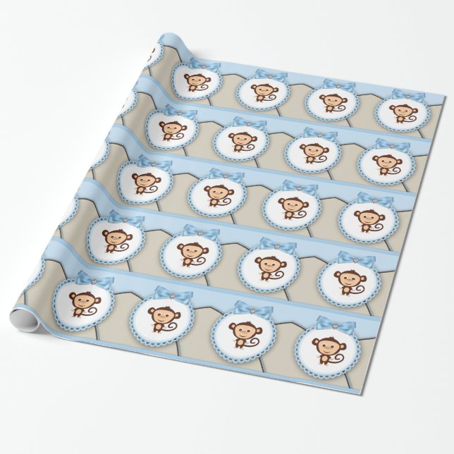 Papel De Presente Chá de Bebê do Doce Macaco (Desenrolado)