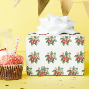 Papel De Presente Chá de Bebê Doce Morango Mercado Rústico