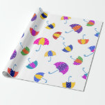 Papel De Presente Chá de bebê e de noiva<br><div class="desc">Papel de embrulho com estampa de guarda-chuva fofo.</div>