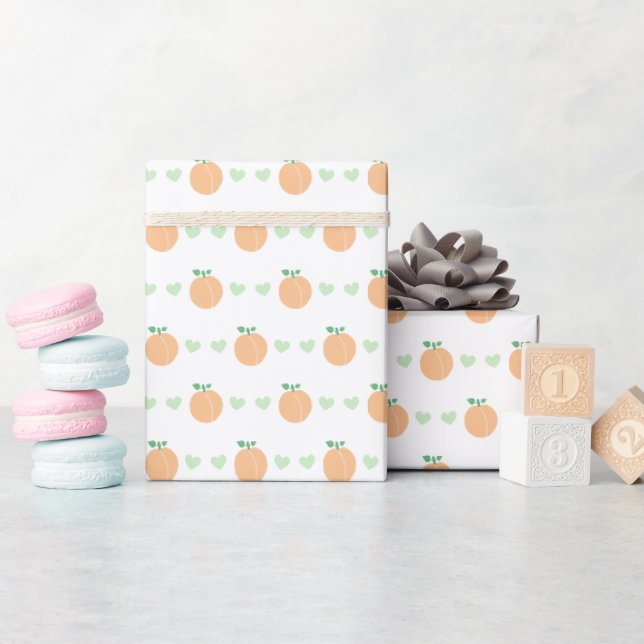 Papel De Presente Chá de Bebê Elegante Pêssego Doce (Chá de bebê)