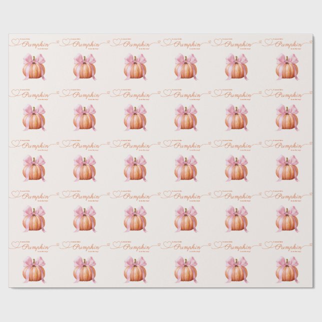 Papel De Presente Chá de Bebê Little Pumpkin – Outono com Laço Rosa (Aberto)