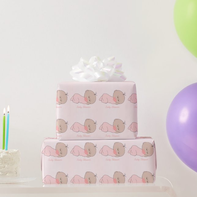 Papel De Presente Chá de Bebê Menina (Presentes para festas)