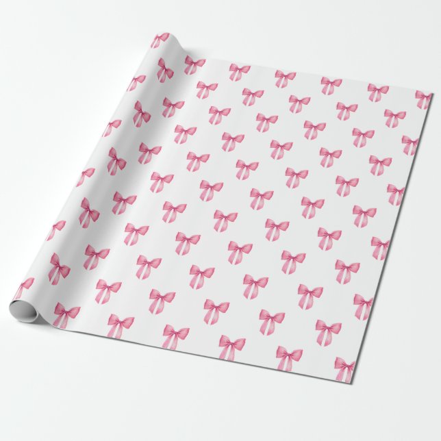 Papel De Presente Chá de Bebê Menina com Laço Rosa (Desenrolado)