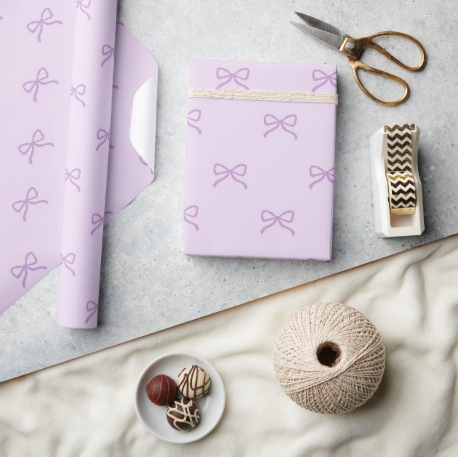 Papel De Presente Chá de Bebê Menina Elegante Padrão de Laço Roxo Pr (Artesanato)