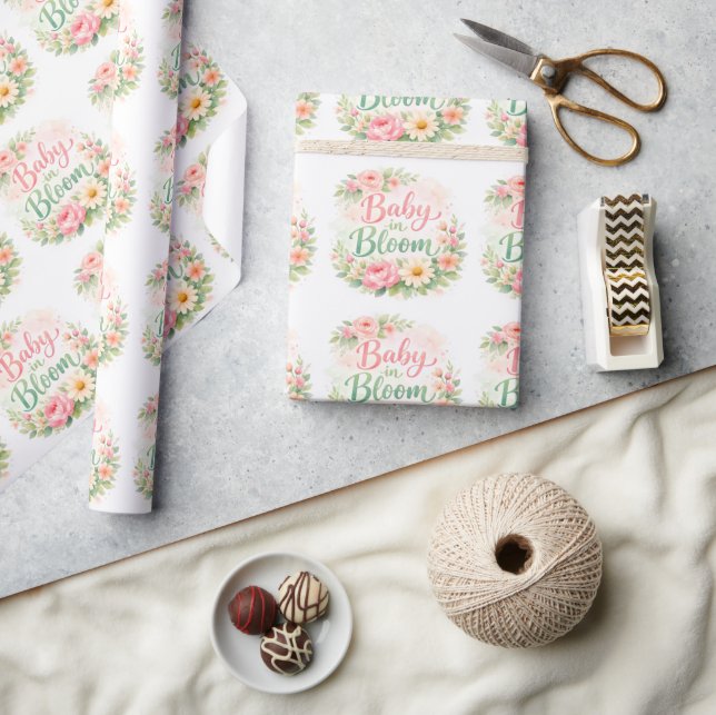 Papel De Presente Chá de Bebê Menina Floral Baby in Bloom (Artesanato)
