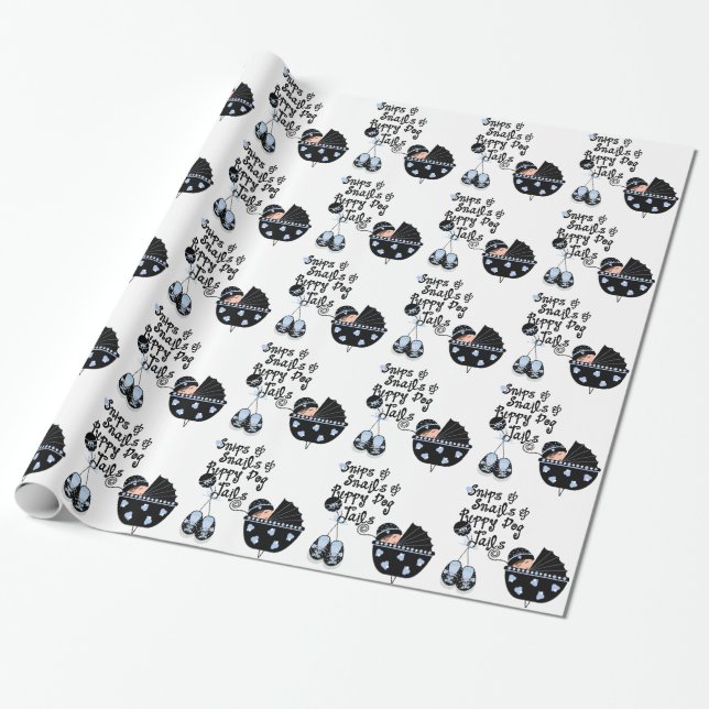 Papel De Presente Chá de Bebê Menino Caracóis e Conchas (Desenrolado)
