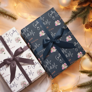 Papel De Presente Chá de Bebê Moderno Tchau Senhorita Olá Senhora Az