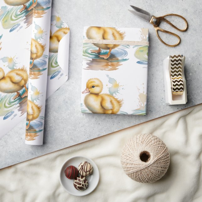 Papel De Presente Chá de Bebê Neutro Patinho Fofo (Artesanato)