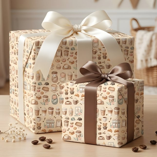 Papel De Presente Chá de Bebê: O Bebê Está Cozinhando Café (Criador carregado)