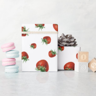 Papel De Presente Chá de Bebê Padrão de Morango 