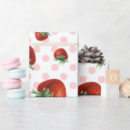 Papel De Presente Chá de Bebê Padrão de Morango 