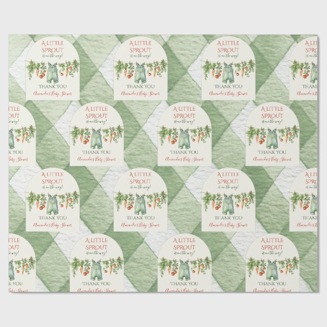 Papel De Presente Chá de Bebê Pequeno Broto Neutro Rústico (Aberto)