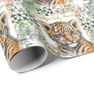 Papel De Presente Chá de Bebê Personalizado de Filhote de Tigre Real