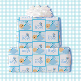 Papel De Presente Chá de bebê recém-nascido Azul Pastel