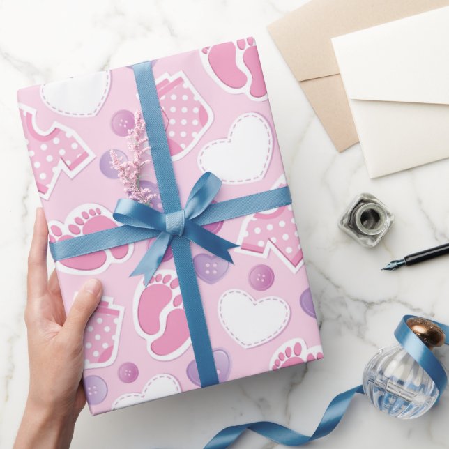 Papel De Presente Chá de Bebê Rosa (Presentear)