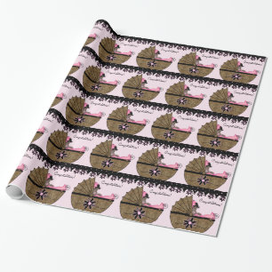 Papel De Presente Chá de Bebê Rosa Doce Leopardo