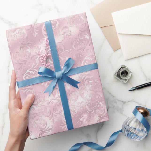 Papel De Presente Chá de Bebê Rosa Glamour Elegante (Presentear)