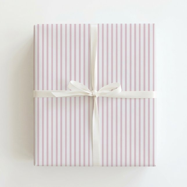 Papel De Presente Chá de bebê rosa pastel / Listras brancas  (Criador carregado)