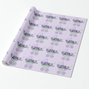 Papel De Presente Chá de Bebê Roxo