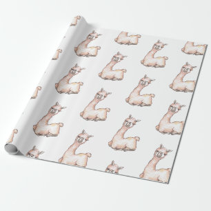 Papel De Presente Chá de Bebê temático de Llama em Aquarela