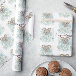 Papel De Presente Chá de fraldas/Aniversário de criança de Koala Str