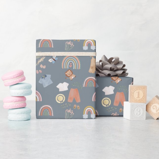 Papel De Presente chá de fraldas arco-íris (Chá de bebê)