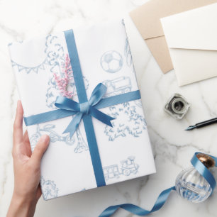 Papel De Presente Chá de fraldas Azul de Jardim