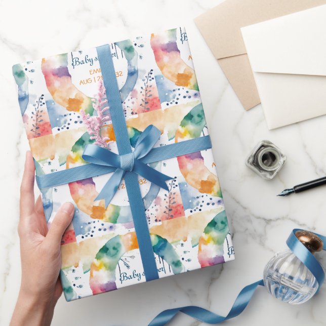 Papel De Presente Chá de fraldas BOHO de Cubo Personalizado (Presentear)