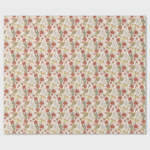Papel De Presente Chá de fraldas   Borboletas e flores poéticas