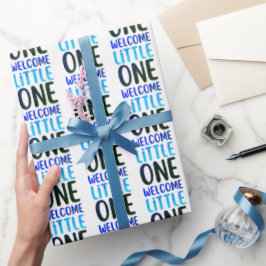 Papel De Presente Chá de fraldas Colorida "Bem-vindo Pequeno Um"