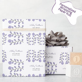 Papel De Presente Chá de fraldas de Aquarela Floral (Lavanda)