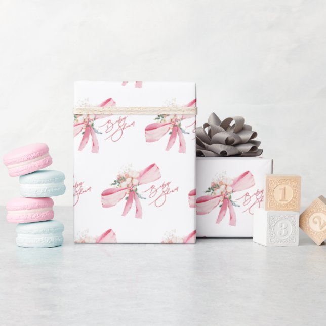 Papel De Presente Chá de fraldas de Arco rosa embebido em água (Chá de bebê)