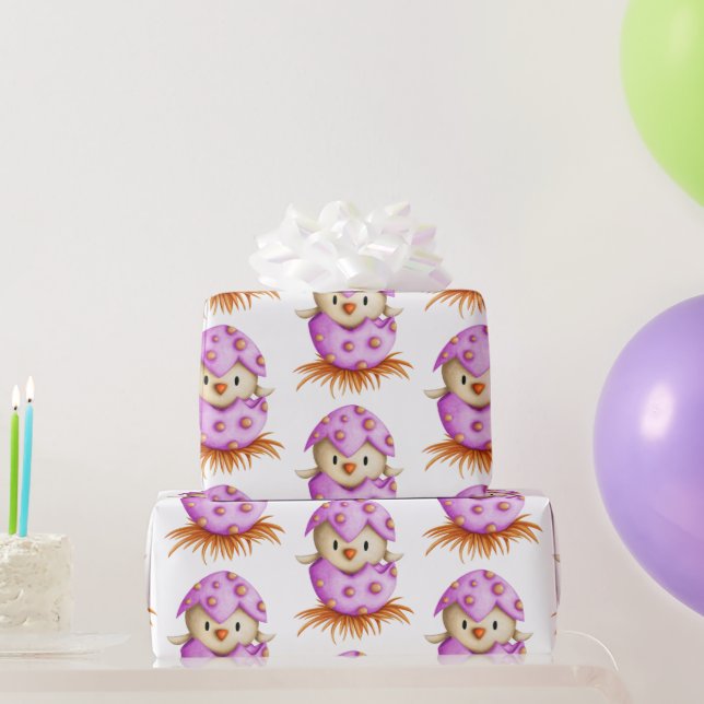 Papel De Presente Chá de fraldas de Bird Hatching Girl (Presentes para festas)