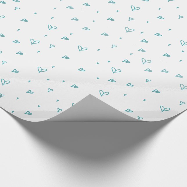 Papel De Presente Chá de fraldas de Corações de Portas Azuis Coraçõe (Ponta)