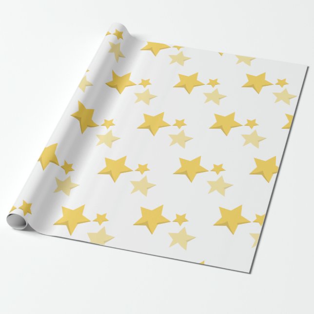 Papel De Presente Chá de fraldas de Estrelas Amarelas Celestiais (Desenrolado)