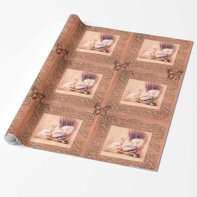 Papel De Presente Chá de fraldas DE GAROTA DE PINCO, BORRACHAS, PEDA (Desenrolado)